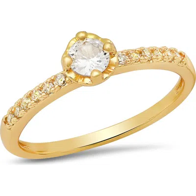 Hmy Jewelry Simulated Diamond Heart Pavé Ring In Gold