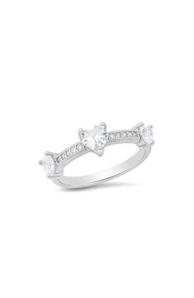 Hmy Jewelry Simulated Diamond Heart Pavé Ring In Metallic