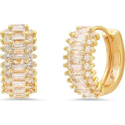 Hmy Jewelry Simulated Diamond Hoop Earrings In Gold