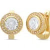 Hmy Jewelry Simulated Diamond Pavé Earrings In Gold