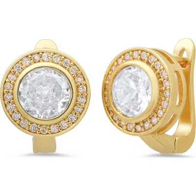 Hmy Jewelry Simulated Diamond Pavé Earrings In Gold