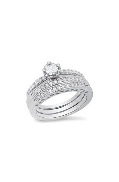 Hmy Jewelry Simulated Diamond Ring In Silver