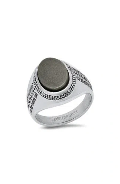 Hmy Jewelry Simulated Diamond Signet Ring In Multi