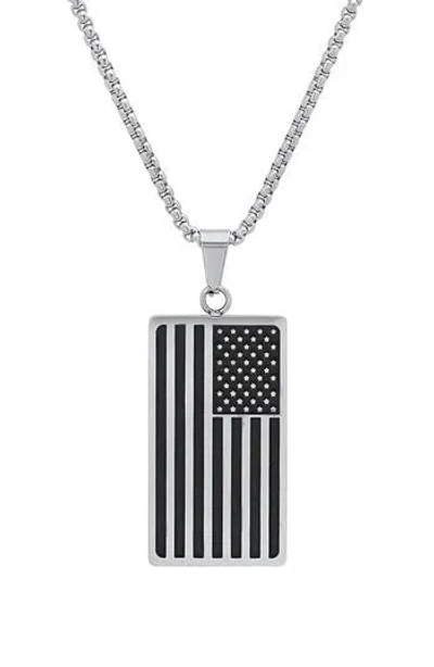Hmy Jewelry Stainless Steel American Flag Pendant Necklace In Metallic