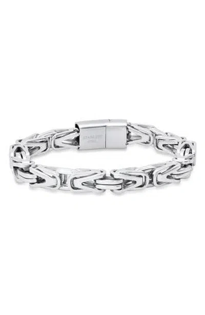 Hmy Jewelry Stainless Steel Byzantine Chain Bracelet In Metallic
