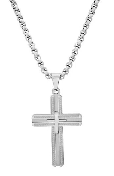 Hmy Jewelry Stainless Steel Cross Pendant Necklace In Silver