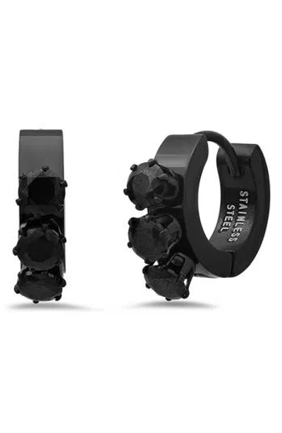 Hmy Jewelry Stainless Steel Huggie Hoop Earrings In Black