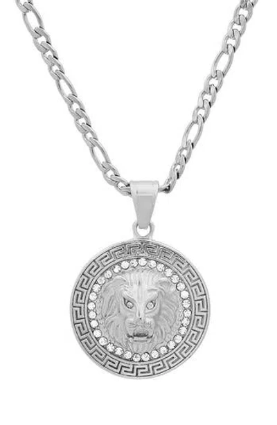 Hmy Jewelry Stainless Steel Lion Head Pendant Necklace In Silver