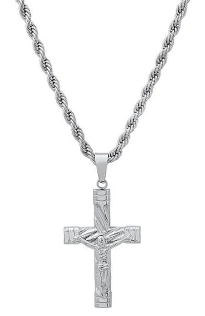 Hmy Jewelry Stainless Steel Rope Chain Crucifix Pendant Necklace
