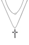 Hmy Jewelry Stainless Steel Textured Cross Pendant Necklace