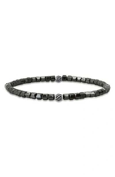 Hmy Jewelry Sterling Silver & Hematite Stretch Bead Bracelet