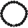 Hmy Jewelry Sterling Silver Black Lava Stone Bracelet In Silver/black