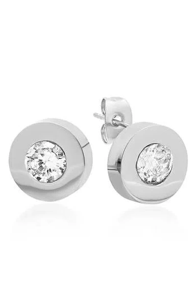 Hmy Jewelry Swarovski Crystal Embellished Stud Earrings In Metallic
