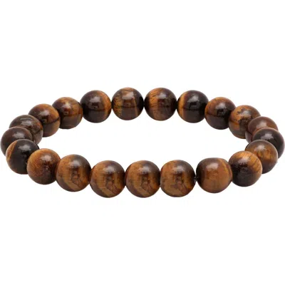 Hmy Jewelry Tiger's Eye Beaded Stretch Bracelet In Brown