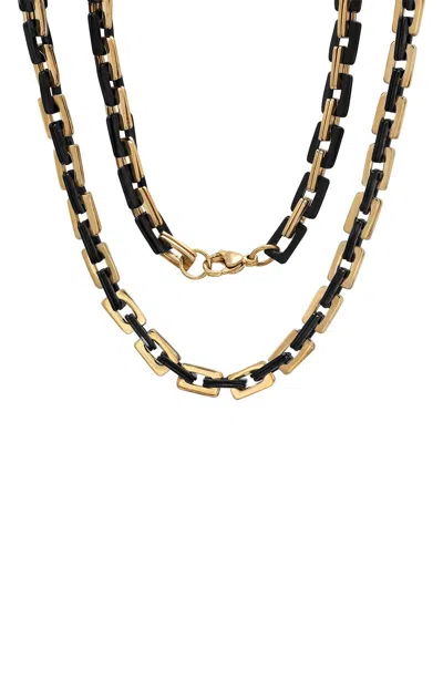 Hmy Jewelry Two-tone 18k Gold Plated Stainless Steel Chain Link Necklace In Two Tone