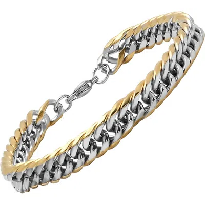 Hmy Jewelry Two-tone Chain Bracelet In Metallic