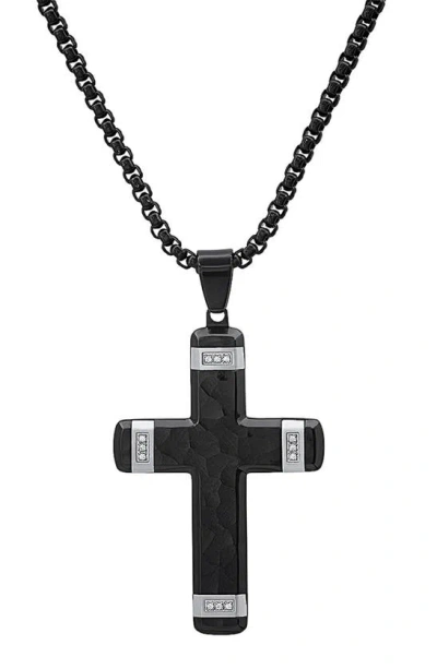 Hmy Jewelry Two-tone Cross Pendant Necklace In Silver/ Black