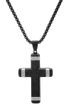 Hmy Jewelry Two-tone Cross Pendant Necklace In Black