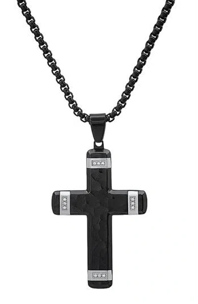 Hmy Jewelry Two-tone Cross Pendant Necklace In Black