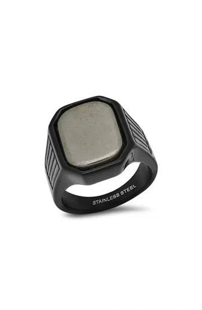 Hmy Jewelry Two-tone Stainless Steel Ring In Multi