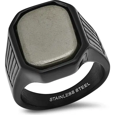 Hmy Jewelry Two-tone Stainless Steel Ring In Multi