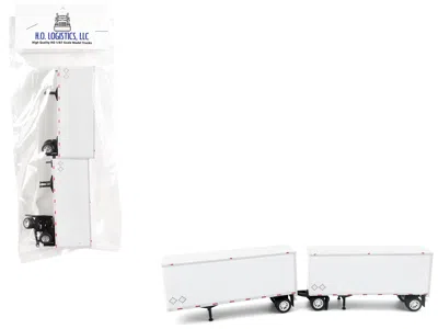 Ho Logistics Replicas 28' Dry Van Double Pup Trailers White Set Of 2 Pieces 1/87 (ho) Scale Plastic Model By Ho Logistics