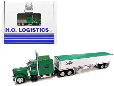 Ho Logistics Replicas Peterbilt 389 Truck Tractor With Sleeper Cab "cargill" Green And Covered Grain Trailer White With Gr