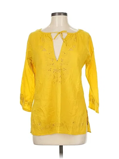 Pre-owned Hobbs London 3/4 Sleeve Blouse In Yellow