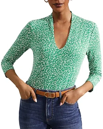 Hobbs London Aimee Printed Top In Green