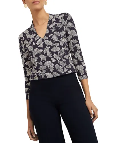 Hobbs London Aimee Printed Top In Navy Ivory