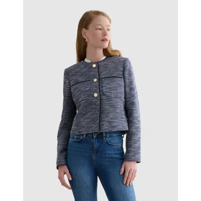 Hobbs London Aleena Cropped Textured Jacket In Blue