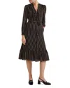 Hobbs London Alexia Chain Stripe Dress In Black Camel