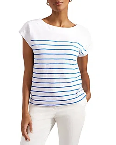 Hobbs London Alycia Striped Tee In White Blue