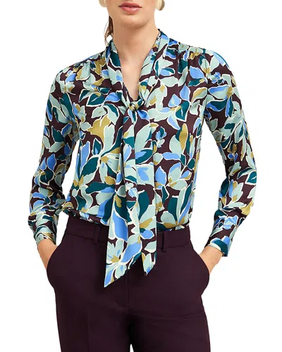Hobbs London Alyssa Tie Neck Blouse In Multi