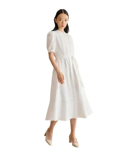 Hobbs London Amani Short Sleeve Midi Dress In White