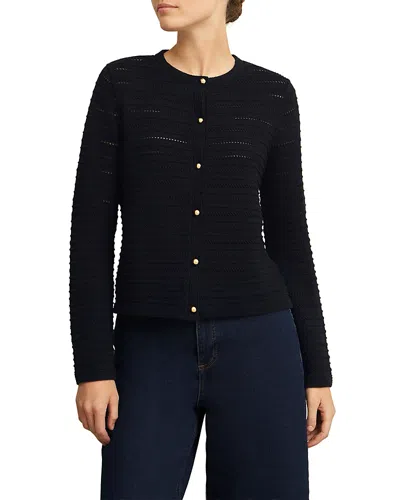 Hobbs London Amber Open Stitch Cardigan In Blue