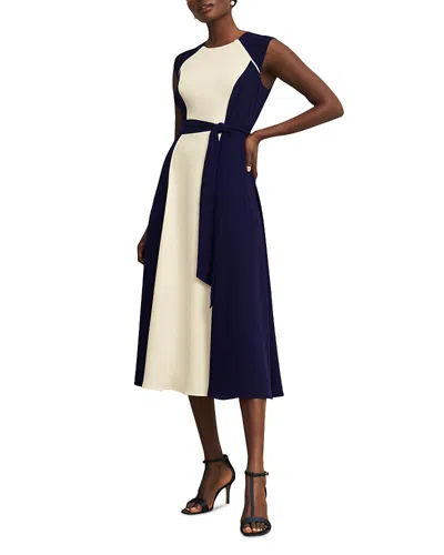 Hobbs London Andrea Color Blocked Dress In Navy Cream