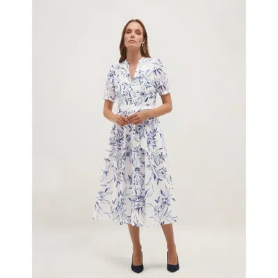 Hobbs London Annabella Printed Tie Waist Ladder Lace Dress In Multi