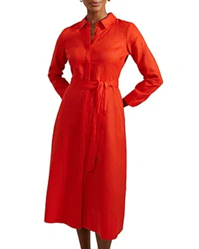 Hobbs London Arabelle Linen Dress In Hibiscus Red