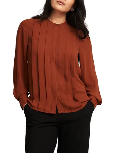 Hobbs London Arizona Pleated Blouse In Brown