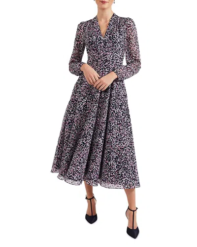 Hobbs London Aurora V Neck Dress In Navy Multi