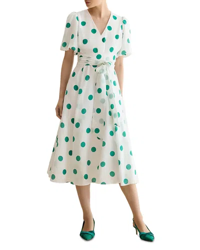 Hobbs London Barrington Polka Dot Midi Dress In White