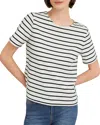 Hobbs London Bethan Striped Crewneck Top In Ivory Black