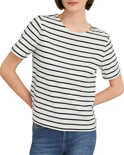 Hobbs London Bethan Striped Crewneck Top In Ivory Black