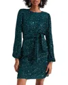 Hobbs London Bette Tie-waist Sequin Dress In Evergreen