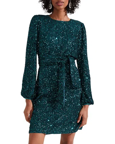 Hobbs London Bette Tie-waist Sequin Dress In Evergreen