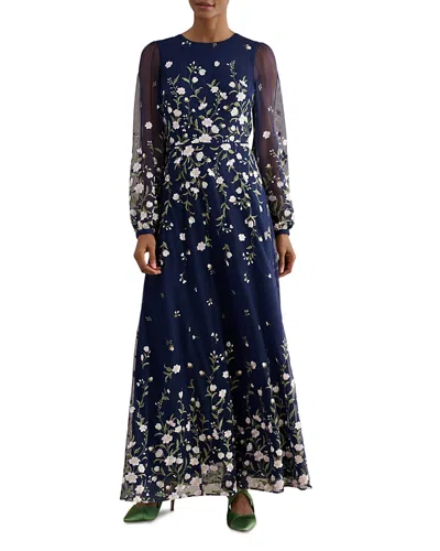 Hobbs London Black Tie Collection Judy Embroidered Dress In Blue