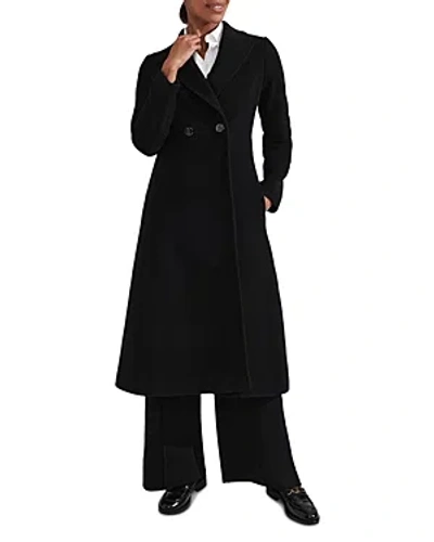 Hobbs London Blair Notch Collar Long Coat In Black