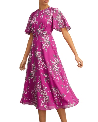 Hobbs London Bronwyn Silk Dress In Pink Multi