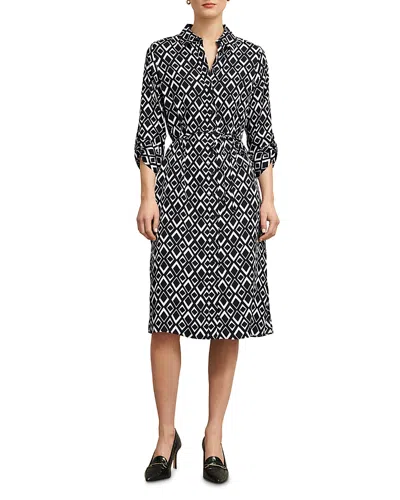 Hobbs London Cali Printed Button Front Dress In Navy Ivory